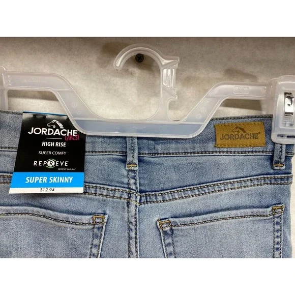 Jordache Girls Super Skinny Stretch Blue Jeans Buttons Up Size: 8 Regular - Picture 5 of 7
